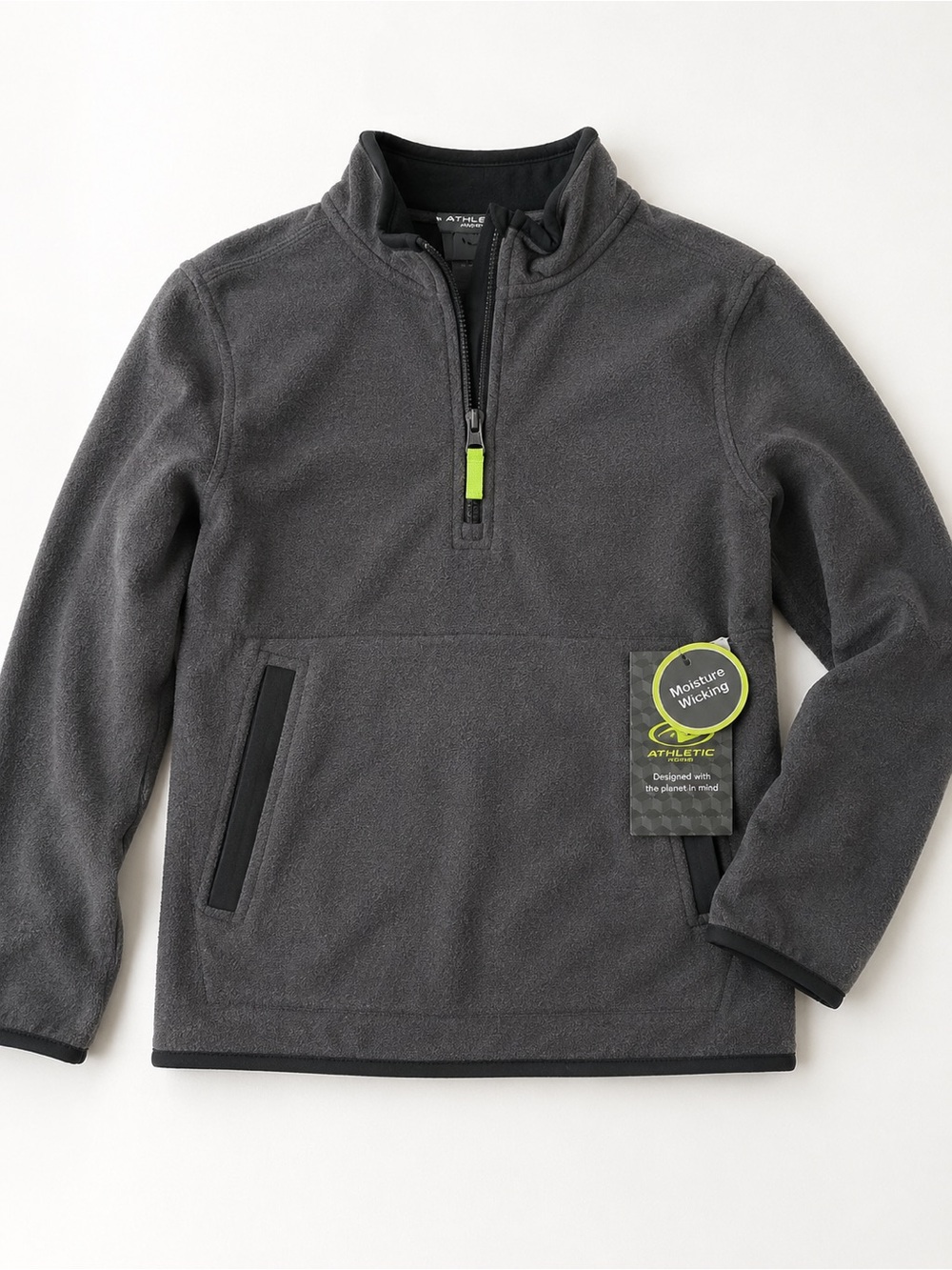 NWT Athletic Works Boys Gray Micro-Fleece Half Zip Pullover Size M